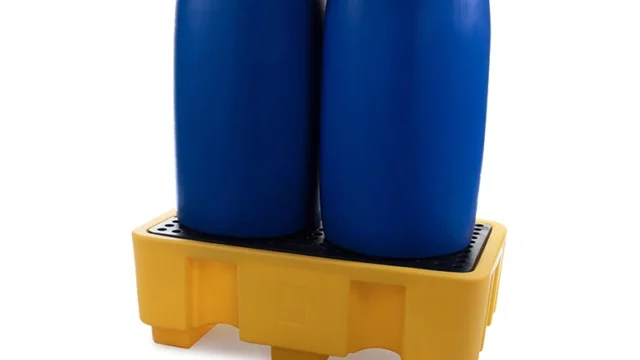 Bac PEHD - 2 fûts - jaune avec caillebotis noir