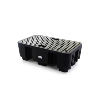 Bac pe noir avec caillebotis noir pour 2 fûts