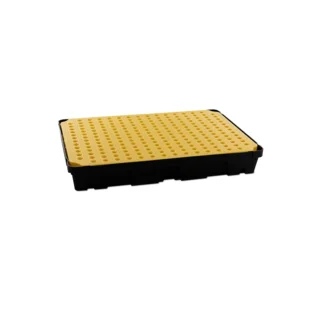 Bac PEHD 100L noir avec caillebotis jaune