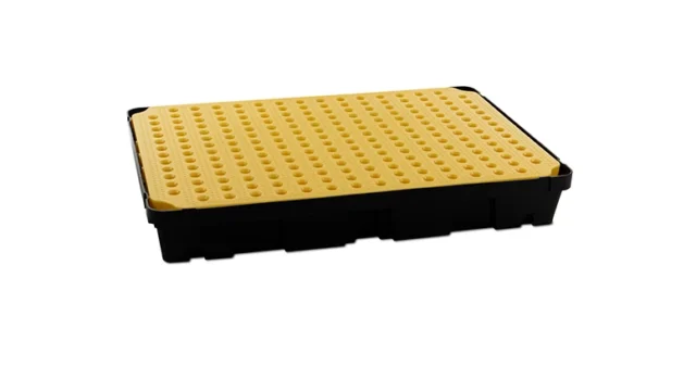 Bac PEHD 100L noir avec caillebotis jaune