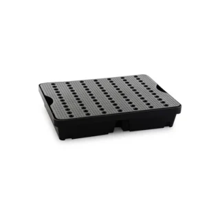 Bac PEHD 40 L noir avec caillebotis noir