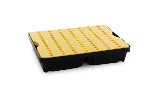 Bac PEHD 40L noir avec caillebotis jaune